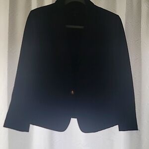 Navy with black trim boucle fabric blazer